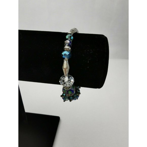 Handmade Vintage Women Bracelet  With Antique Silver & Swarovski Crystals 8" - Picture 10 of 12